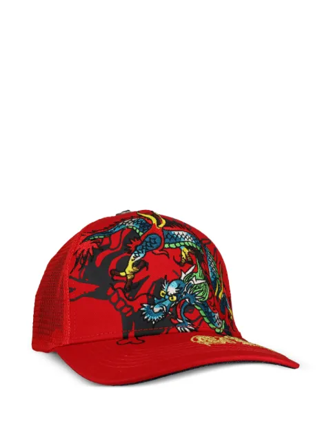 Ed Hardy embroidered dragon trucker hat Red EHH000138