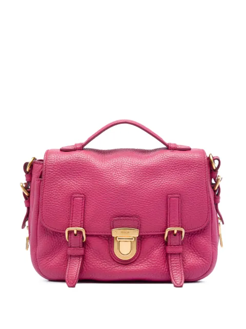 Prada Pre-Owned 2013-2026 Vitello Daino Push Lock Double Buckle Messenger Bag satchel Pink 7JSG21W9DC0THPGS