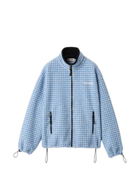 Miu Miu logo-embroidery cardigan Blue MJL042SOOO6375