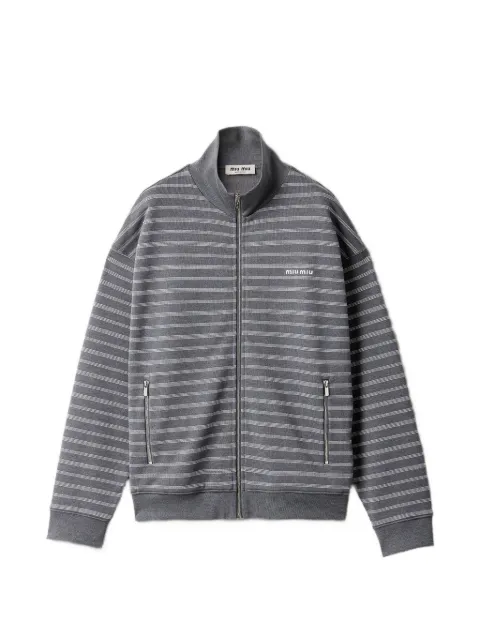 Miu Miu striped cotton fleece jacket Grey MJLA69174VF052N