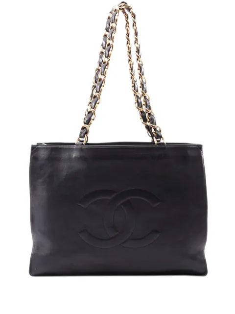 CHANEL Pre-Owned 1997-1999 CC Lambskin Chain tote bag Black OOUHDSV9SI53HWI2