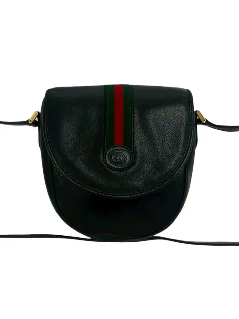 Gucci Pre-Owned 20th Century Leather Web crossbody bag Black G72O8LNX2FB1WTD0