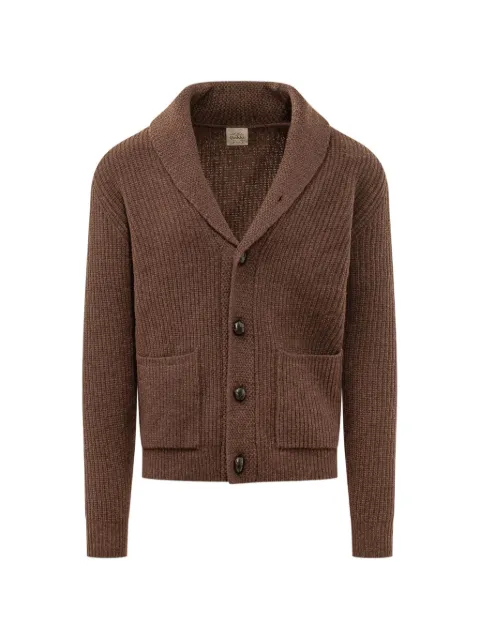 RAKKI ribbed-knit shawl-collar cardigan Brown RENEGADEWVB