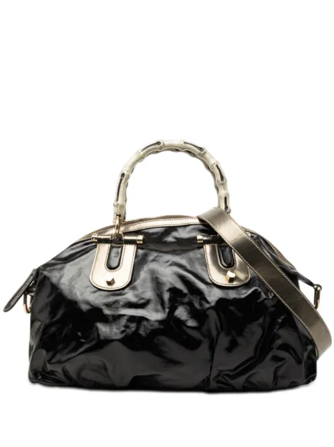 Gucci Pre-Owned 2000-2015 Coated Canvas Bamboo Dialux Pop satchel Black OLVUB03SBFX317ZA