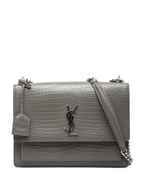 Saint Laurent Pre-Owned 2018 Large Croc Embossed Leather Monogram Sunset crossbody bag Grey H8VZ5VNT4HJTKR3T