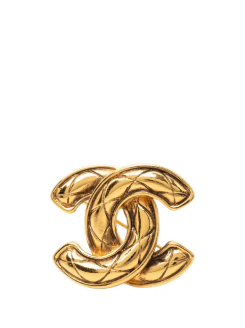 CHANEL Pre-Owned 1970-1980 CC Gold Plated Quilted Brooch costume brooch Gold 9YSGRIBT079CHEMW