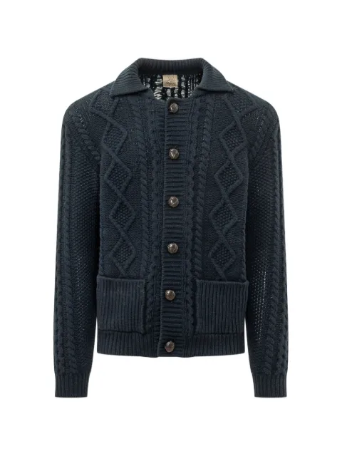 RAKKI Aran cable-knit cardigan Blue CROWNPOLOWVB