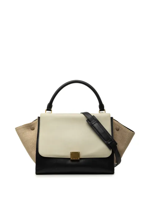 Celine Pre-Owned 2013 Medium Tricolor Calfskin and Canvas Trapeze satchel Black ZQYZ365UH87EAN9H