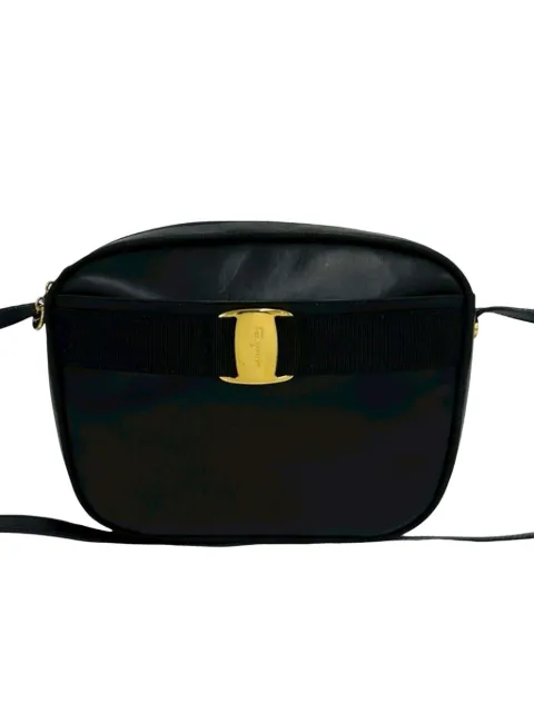 Ferragamo Pre-Owned 1980-1990 Leather Vara crossbody bag Black ZWL91UFWT9EJDCXY