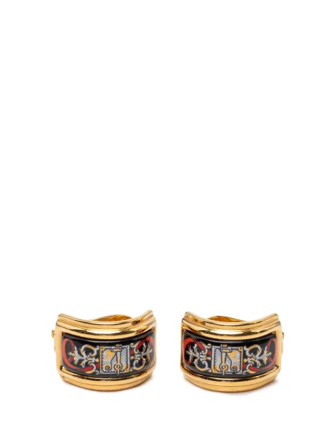 Hermès Pre-Owned 20th Century Gold Plated Enamel Cloisonne Clip On Earrings costume earrings Black Q14ISE5FHF7VQTCX