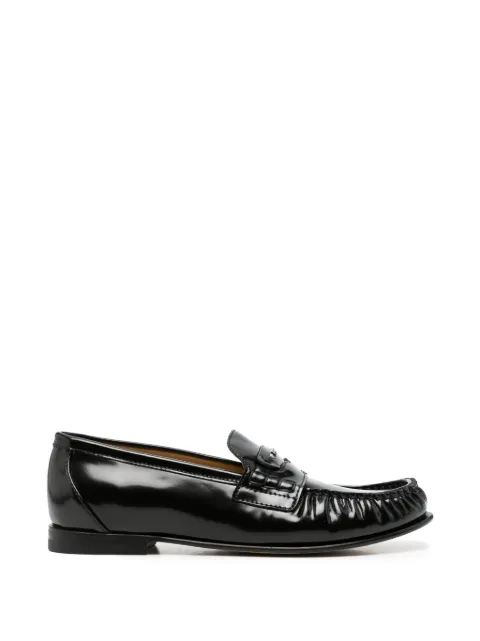 FENDI Scrunch logo-plaque gathered loafers Black 8D910469F