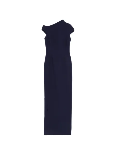 Solace London Arion asymmetric-neck cap-sleeve maxi dress Blue OS49022