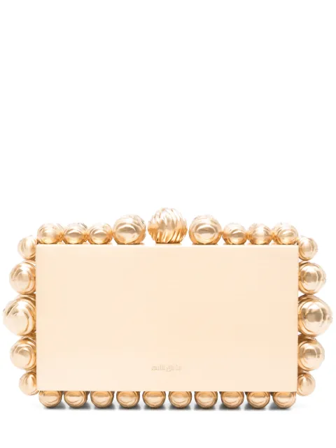 Cult Gaia bead-embellished box clutch bag Gold HDBCL3682MT2290BRSOS