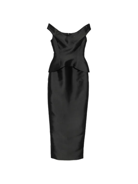 Solace London Pieta off-shoulder peplum-waist maxi dress Black OS49024