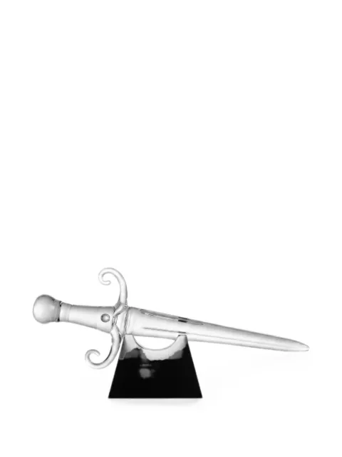 COLLEVILCA scimitar-design crystal statue White 4516