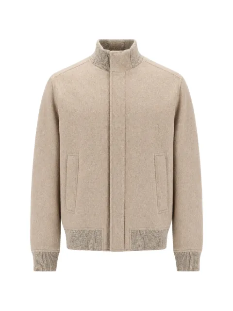 Paul & Shark ribbed-trim cashmere bomber jacket Neutrals 16312312