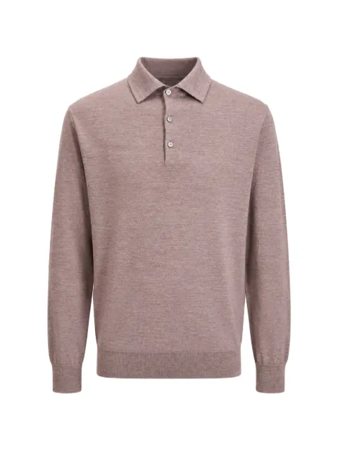 Paul & Shark long-sleeve wool polo shirt Pink 99311031812