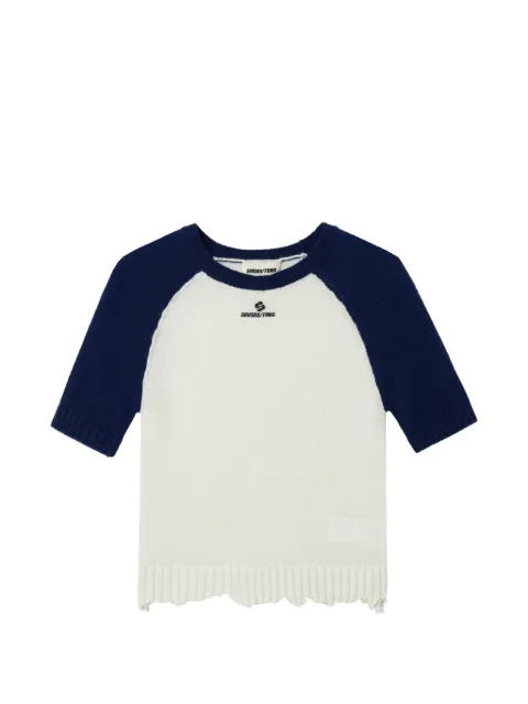 SHUSHU/TONG raglan-sleeve distressed-effect sweater White FSDFTO28AZS001