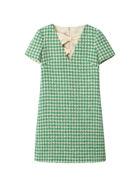 Valentino Garavani short houndstooth tweed dress Green B3VAHT69WS