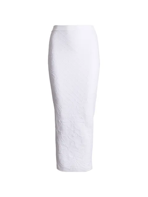 Balmain jacquard-knit long skirt White HF1LD014KJ95