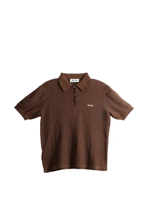 Miu Miu cotton knit polo shirt Brown MML06J19URF0324