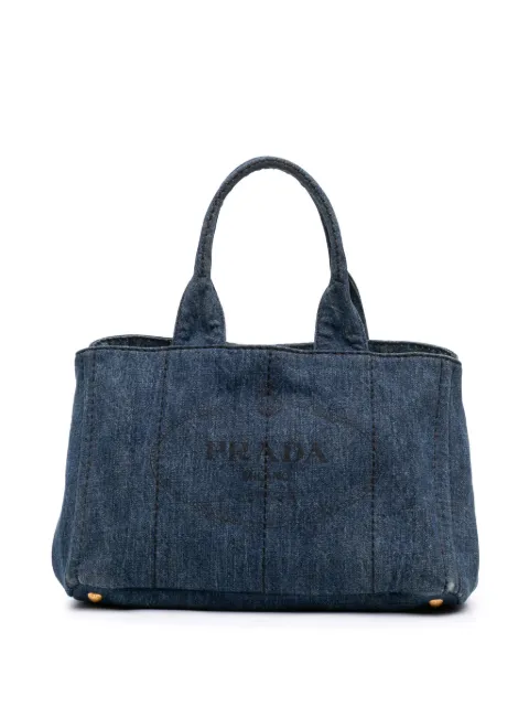 Prada Pre-Owned 2013-2026 Denim Canapa Logo Tote satchel Blue 07A45OMC8PF1T2OH