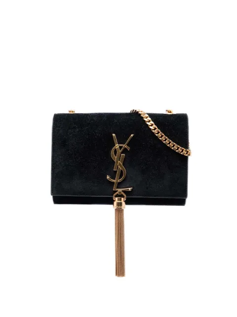 Saint Laurent Pre-Owned 2016 Small Suede Monogram Kate Tassel crossbody bag Black ITYKLHAT8YZIQDMI