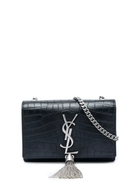 Saint Laurent Pre-Owned 2016 Small Croc Embossed Leather Monogram Kate Tassel crossbody bag Black 790I3871YGL7NOWW
