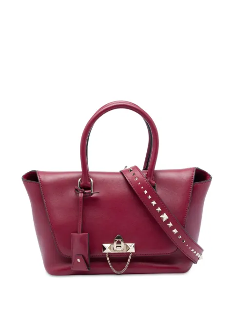 Valentino Garavani Pre-Owned 2018-2026 Leather Rockstud Demilune satchel Red 9LSGT6RJIQQ0EYHF