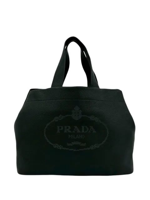 Prada Pre-Owned 2013-2026 Vitello Daino Logo handbag Black 23H063PSK1AVWKUP