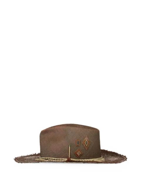 Nick Fouquet Tri-Sonata frayed-edge hat Brown 792KHAKI