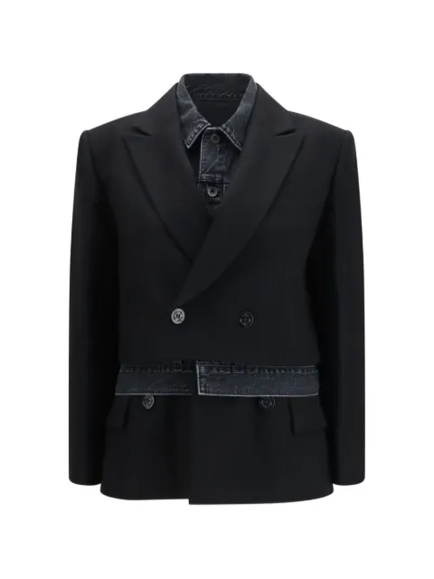 sacai denim-panels blazer Black 2608639