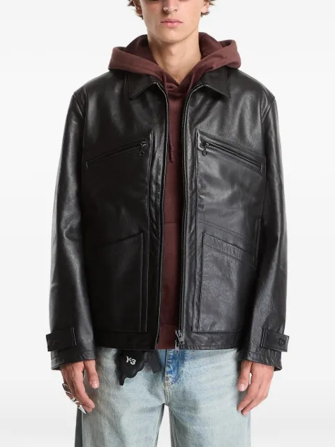 Y-3 leather blouson jacket Black KT1528