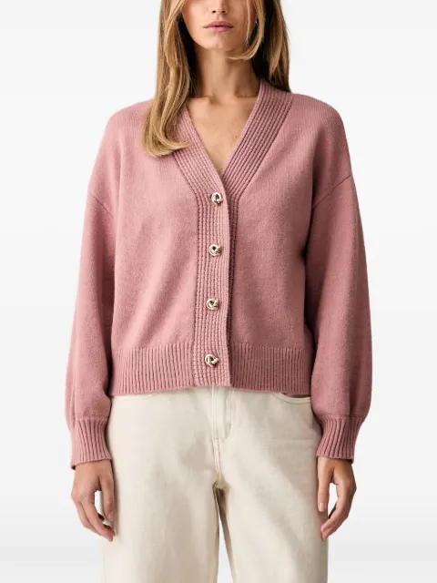 Joseph Ribkoff ribbed-knit button-up V-neck cardigan Pink 263952