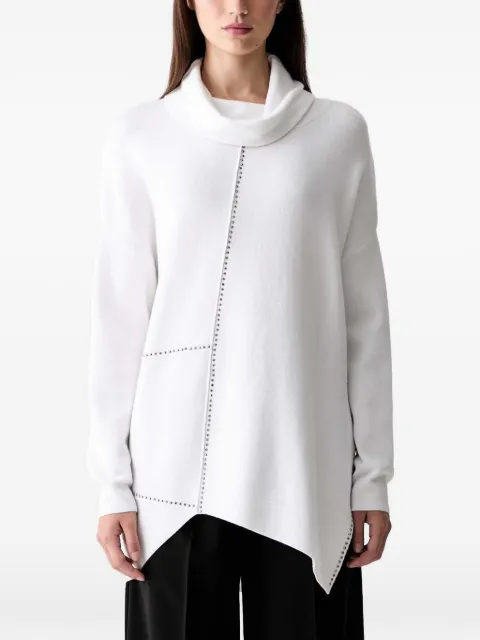 Joseph Ribkoff cowl neck studded asymmetric sweater White 253913