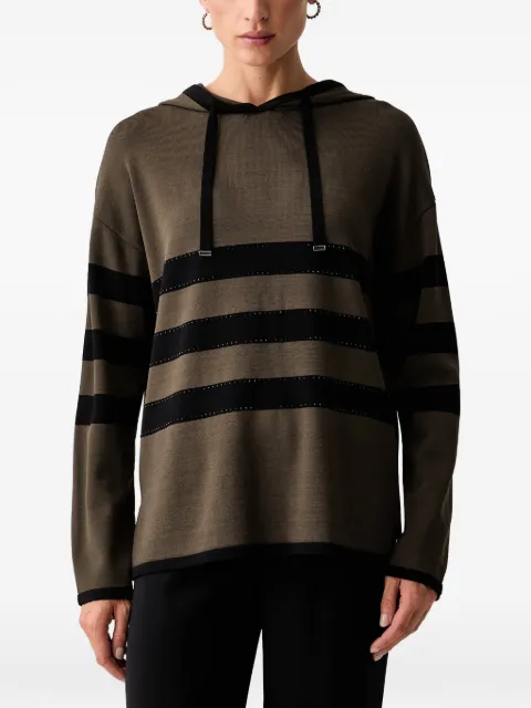 Joseph Ribkoff rhinestone-embellished striped hoodie Brown 263626