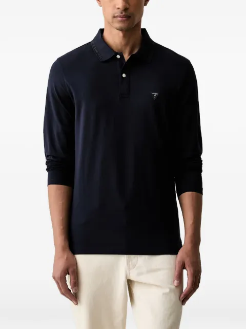 GUESS USA logo-embroidered long-sleeve polo shirt Blue M6YP36K4395