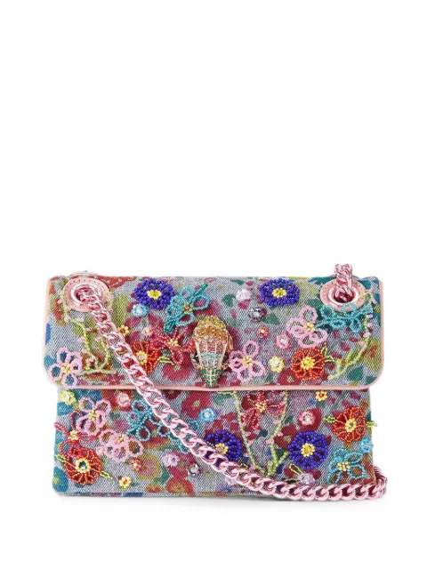 Kurt Geiger London bead-embellished floral-print shoulder bag Blue 5829386669