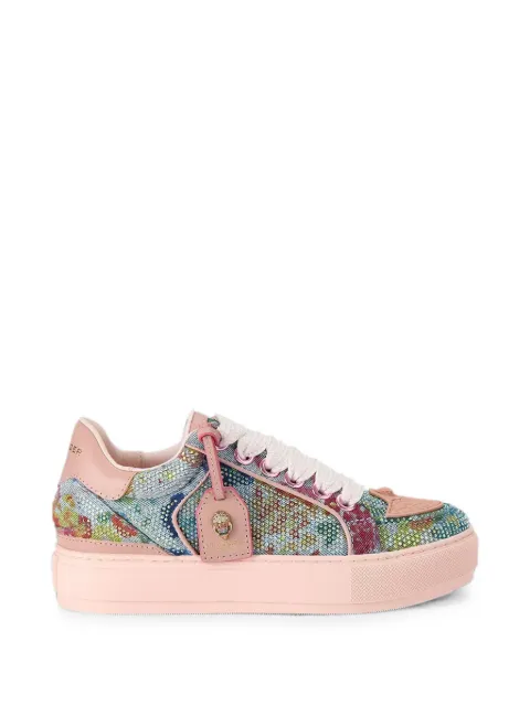 Kurt Geiger London crystal-embellished floral-print sneakers Blue 9564386669