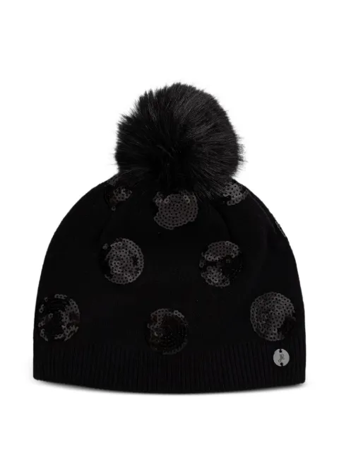 Joseph Ribkoff sequin-embellished pom-pom beanie hat Black 263982