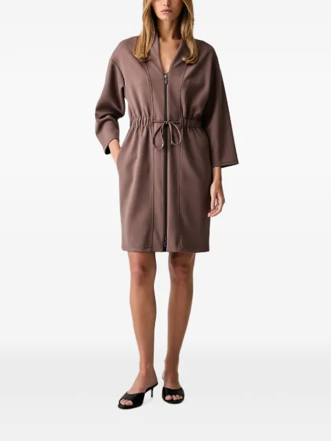 Joseph Ribkoff drawstring-waist zip-up mini dress Brown 263605
