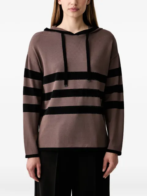 Joseph Ribkoff rhinestone-embellished striped hoodie Brown 263626