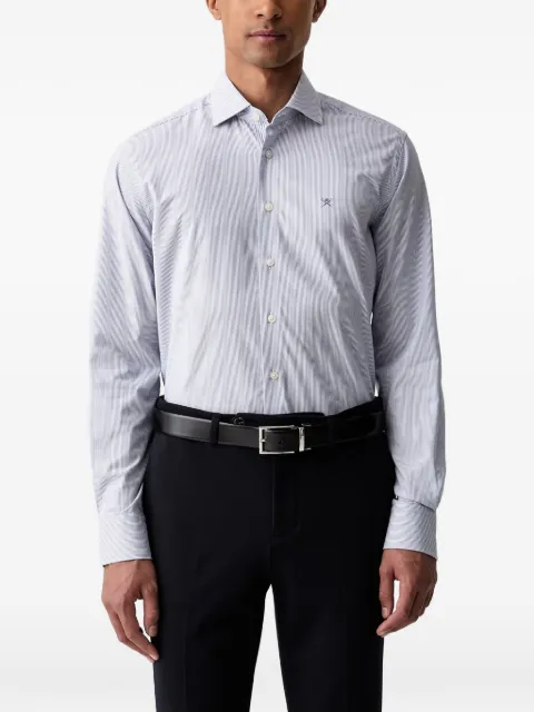 Hackett London vertical-stripe logo-embroidered shirt Blue HM3010750