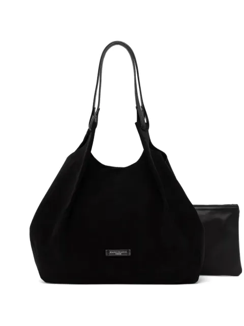 GIANNI CHIARINI large Dua suede-finish logo-patch tote bag Black BS9800CMPL