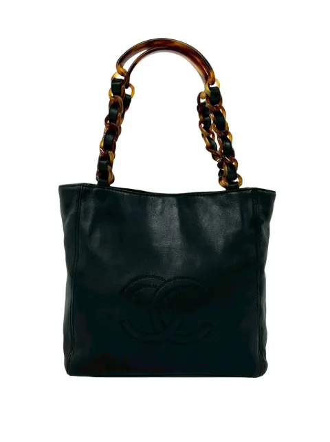 CHANEL Pre-Owned 1997-1999 CC Lambskin Tortoise Chain tote bag Black U32HSMSA79B0L6I9
