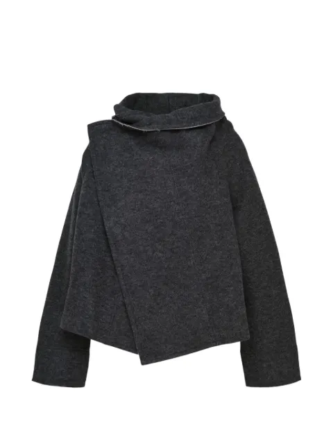 Y's asymmetric-front high-neck jacket Grey YVT22677