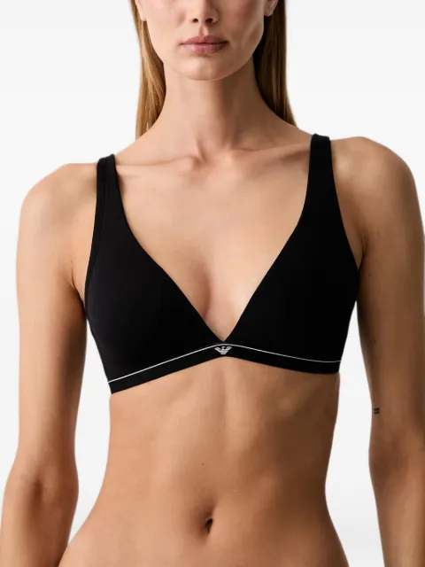 Emporio Armani logo-print triangle bras Black EW000436AF25589