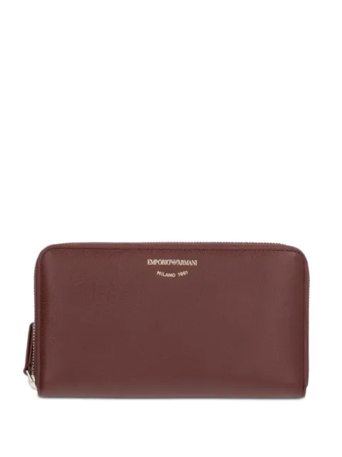 Emporio Armani wallet in pebbled leather with a zip around closure Red EW000366AF19568