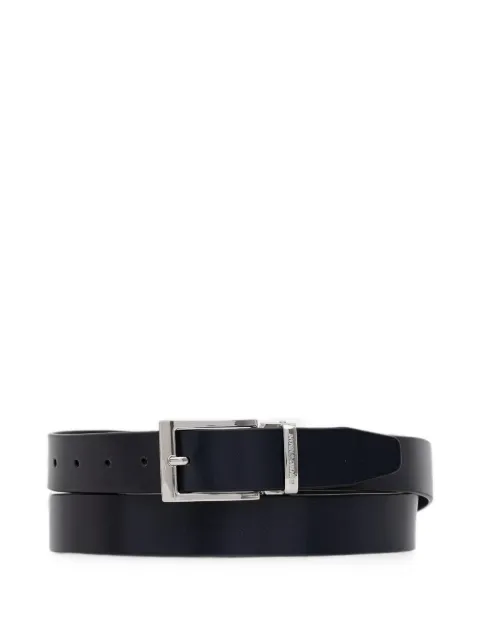 Emporio Armani smooth leather tongue belt with a rectangular metal buckle Black EM007192AF29183