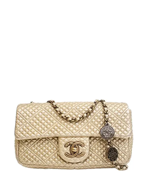 CHANEL Pre-Owned 2014-2015 Small Micro Quilted Metallic Lambskin Coin Flap shoulder bag Gold ZO08LOP8BQ1Y6PXA